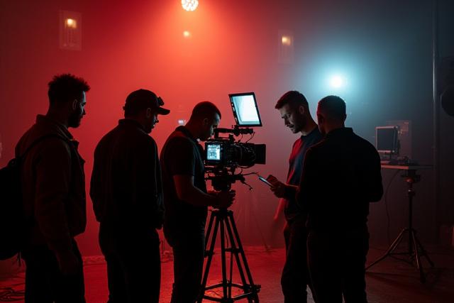 فريق تصوير فيديو احترافي على موقع تصوير سينمائي